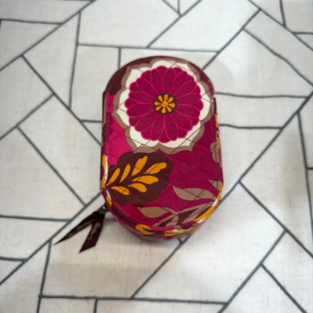 Vera Bradley Jewelry Organizer Small Plum Petals Floral Quilted Travel Case